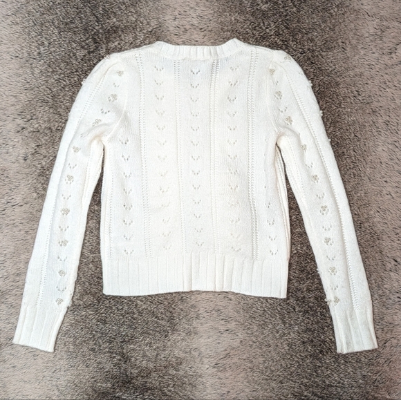 INDUSTRY Republic Clothing Wool Blend Pearl Ruffle Sweater Ivory Women's XS - Picture 6 of 9